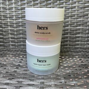 Lot of 2 Hers Rapid Repair Hair Mask + Detox Scalp Scrub 8 oz Self Care Beauty